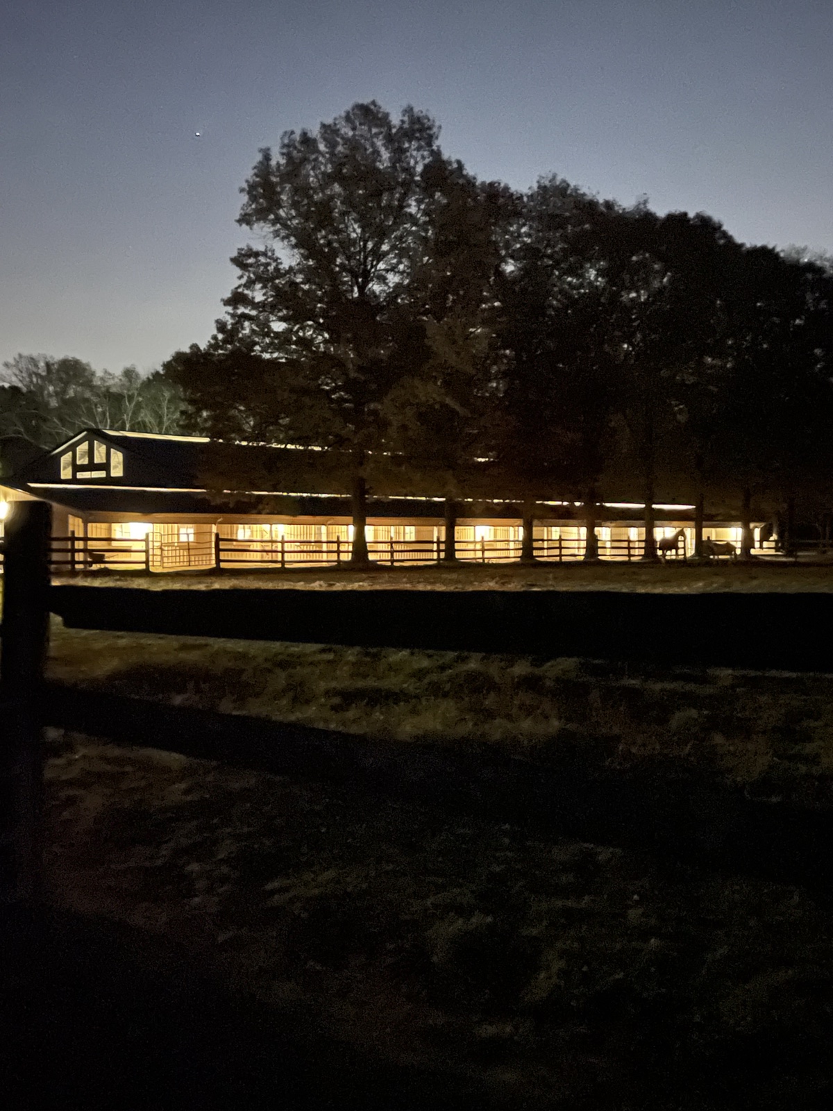 River Vu Farms barn aisle prepared for horses and riders
