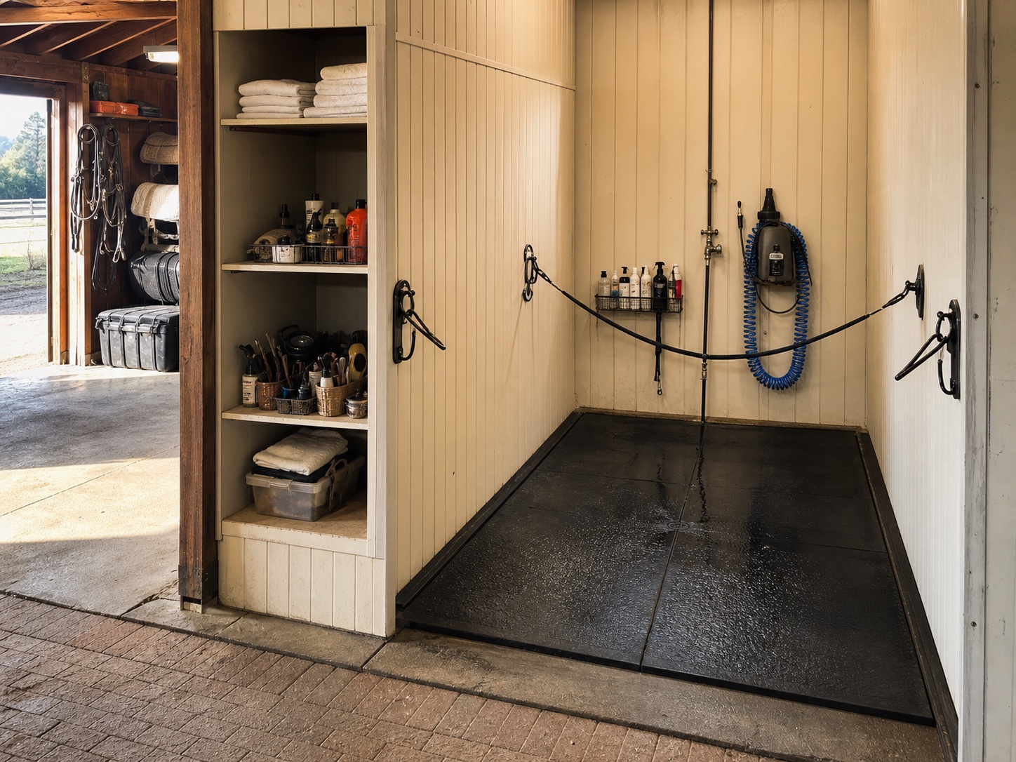 Illustrative view of a practical horse wash and grooming area