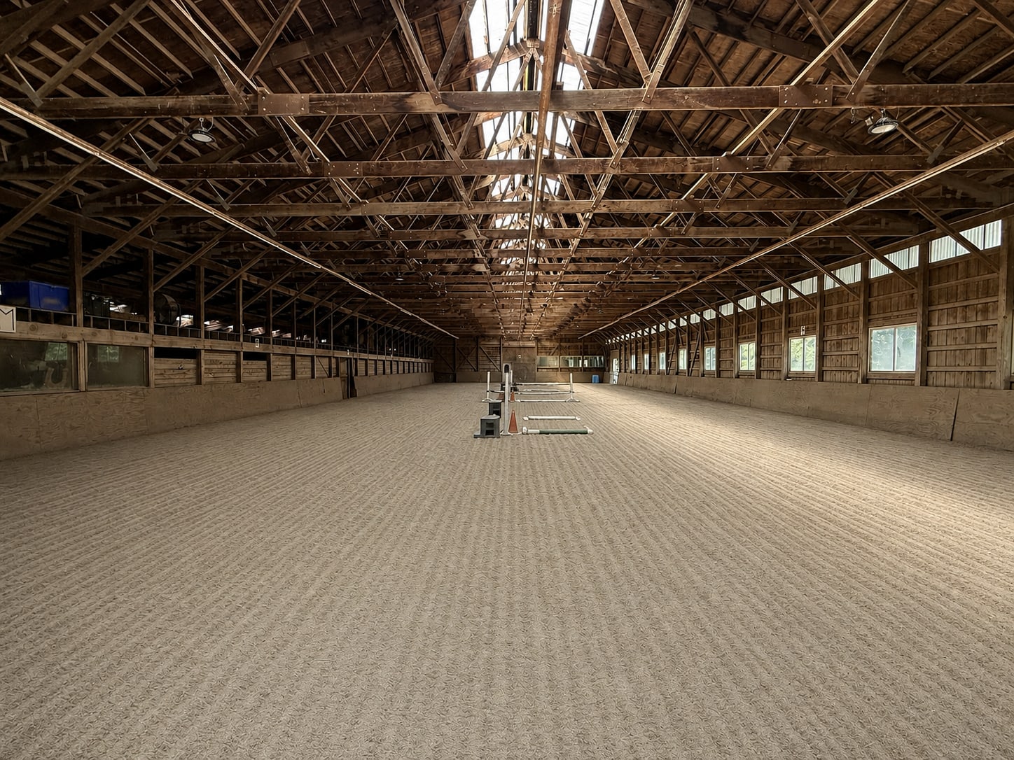 View from one end of the River Vu Farms indoor riding arena