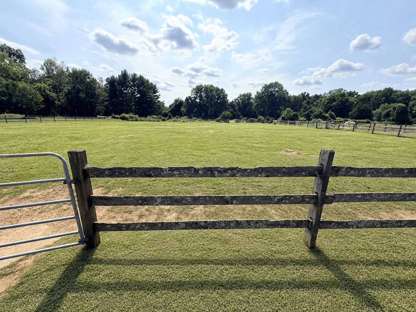 Alternate turnout-field view with fencing at River Vu Farms